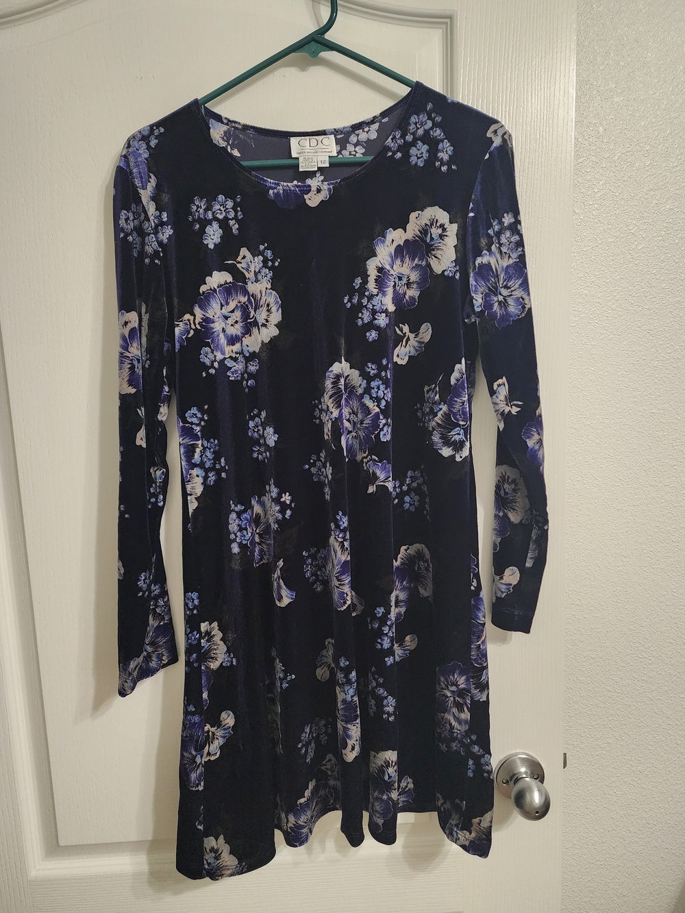 CDC Navy Floral Long-Sleeve A-Line Dress